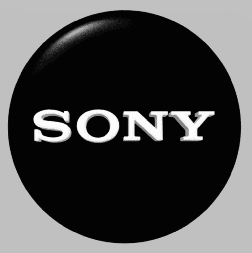 SONY black circular brand logo, world-famous electronics brand partner of GP Metal Wares custom metal retail display rack factory